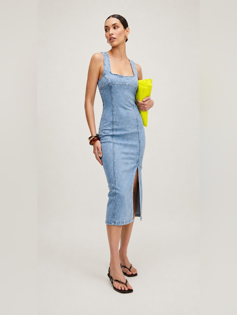 Y2K Open Back Crisscross Denim Midi Bodycon Dress S